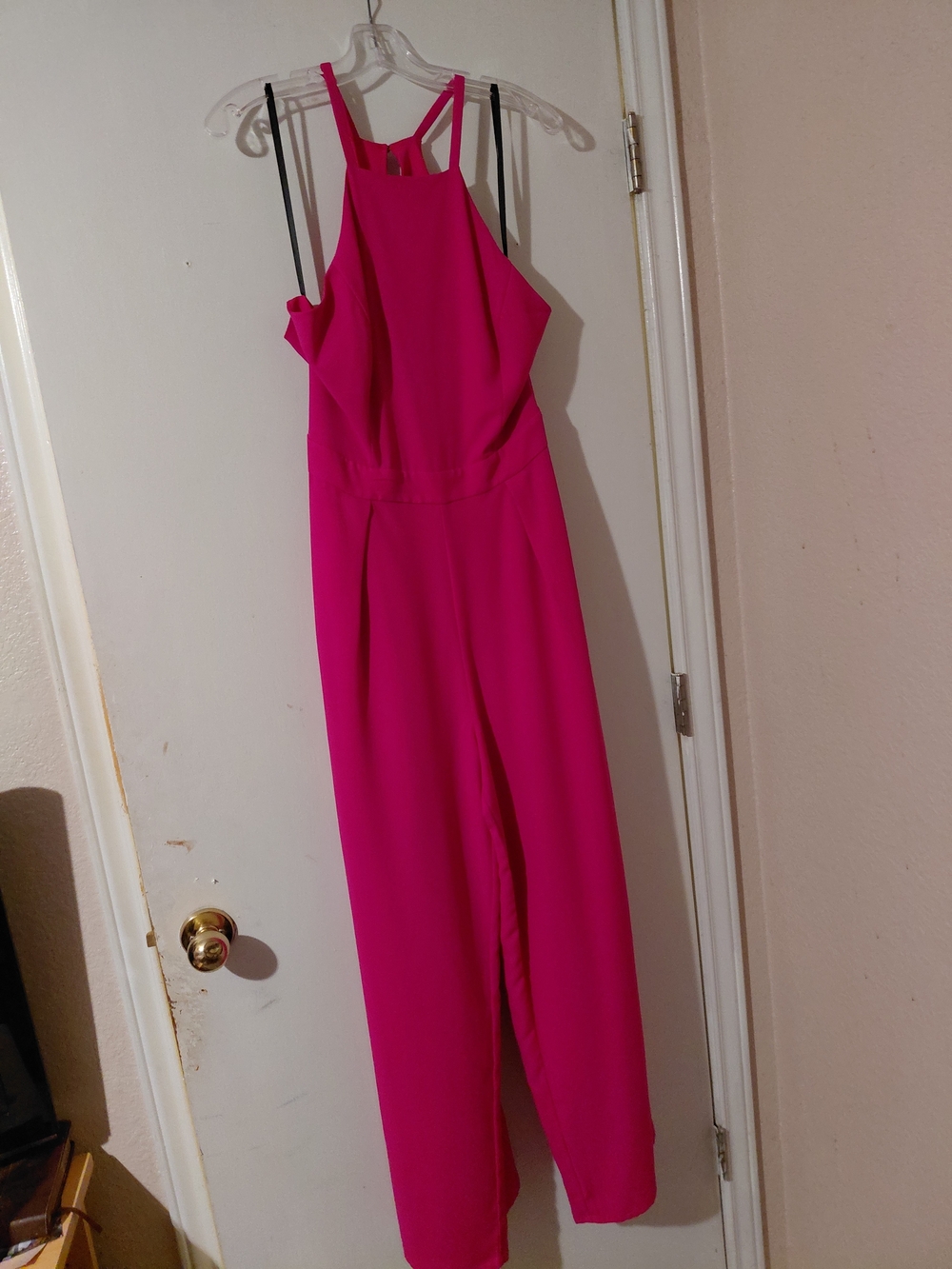 bebe Hot Pink Halter Jumpsuit